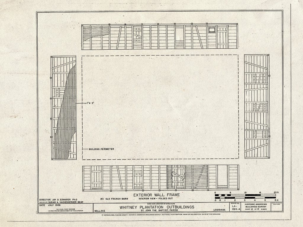 Blueprint HABS LA-1194-A (Sheet 10 of 13) - Whitney Plantation, Outbuildings, Louisiana Route 18, Wallace, St. John The Baptist Parish, LA