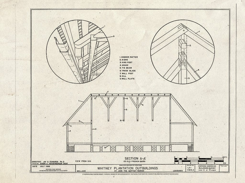 Blueprint HABS LA-1194-A (Sheet 11 of 13) - Whitney Plantation, Outbuildings, Louisiana Route 18, Wallace, St. John The Baptist Parish, LA
