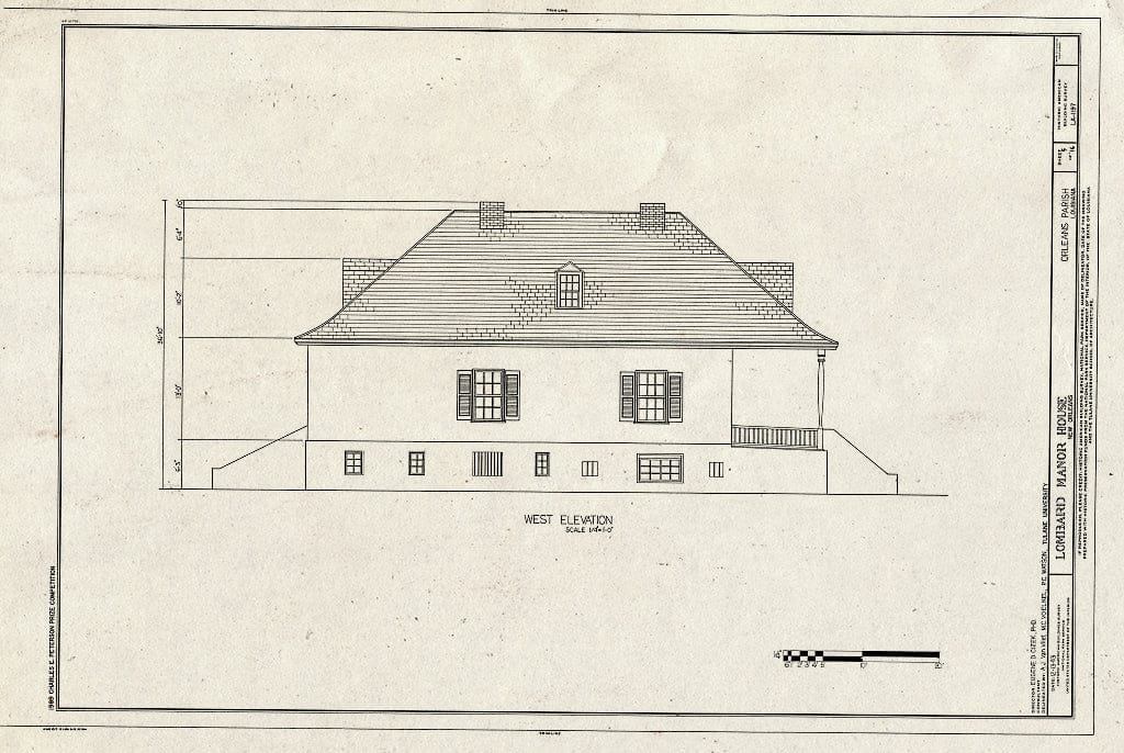 Blueprint HABS LA,36-NEWOR,91- (Sheet 5 of 16) - Lombard Manor House, New Orleans, Orleans Parish, LA