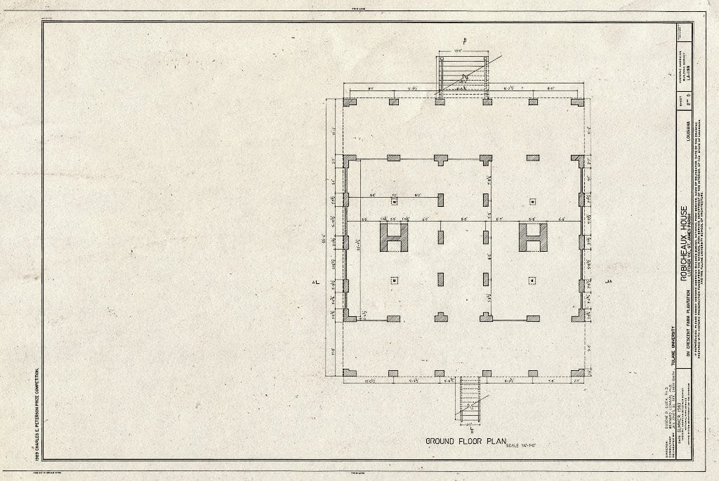 Blueprint HABS LA,47-LUTCH.V,3- (Sheet 2 of 5) - Robicheaux House, Southwest of River Road on Crescent Farm Plantation, Lutcher, St. James Parish, LA