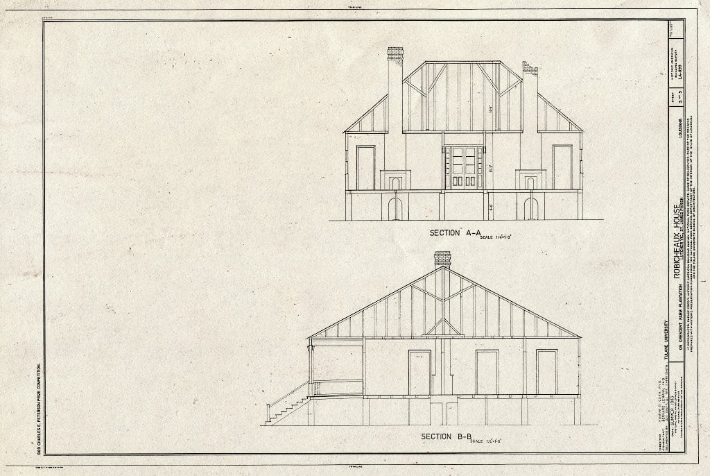 Blueprint HABS LA,47-LUTCH.V,3- (Sheet 3 of 5) - Robicheaux House, Southwest of River Road on Crescent Farm Plantation, Lutcher, St. James Parish, LA
