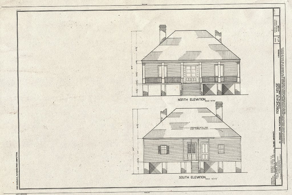 Blueprint HABS LA,47-LUTCH.V,3- (Sheet 4 of 5) - Robicheaux House, Southwest of River Road on Crescent Farm Plantation, Lutcher, St. James Parish, LA