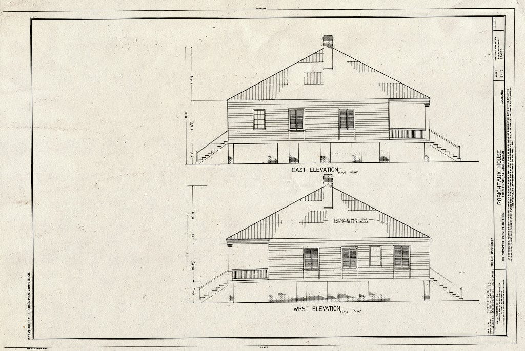 Blueprint HABS LA,47-LUTCH.V,3- (Sheet 5 of 5) - Robicheaux House, Southwest of River Road on Crescent Farm Plantation, Lutcher, St. James Parish, LA