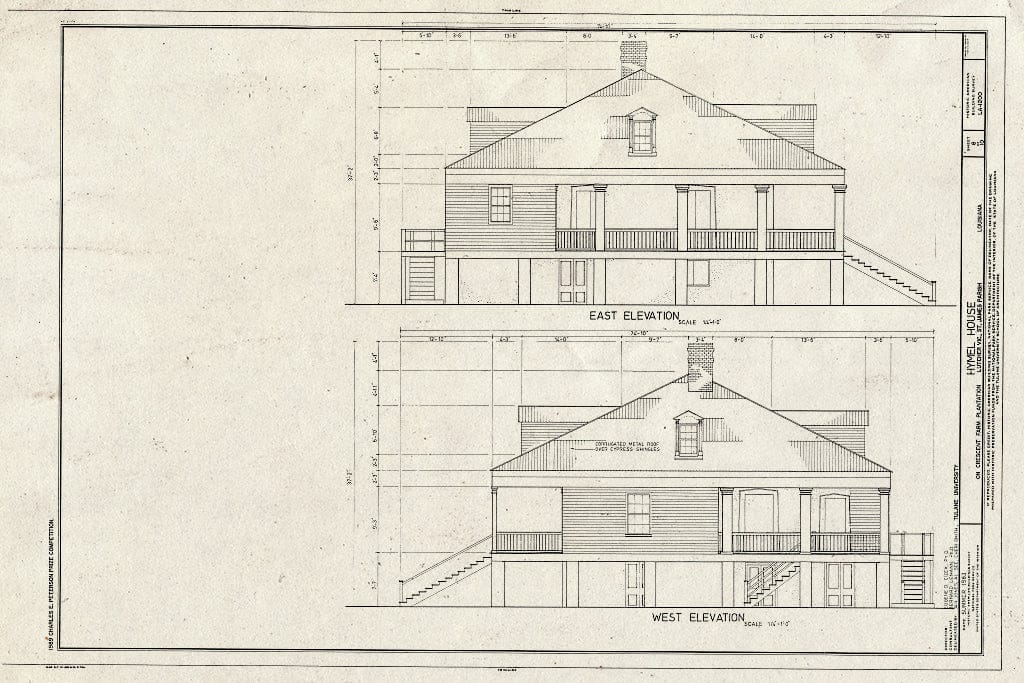 Blueprint HABS LA,47-LUTCH.V,2- (Sheet 8 of 10) - Hymel House, Southwest of River Road on Crescent Farm Plantation, Lutcher, St. James Parish, LA