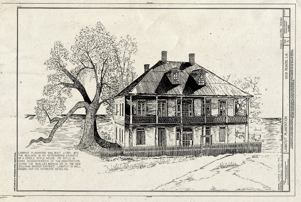 Blueprint HABS LA,39-NEWRO,2- (Sheet 1 of 3) - Labatut Plantation, 4 Miles North of New Roads on River Road Facing Mississippi River, New Roads, Pointe Coupee Parish, LA