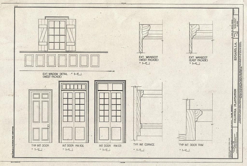 Blueprint HABS LA,48-EDG,1- (Sheet 11 of 13) - Columbia Plantation, Edgard, St. John The Baptist Parish, LA