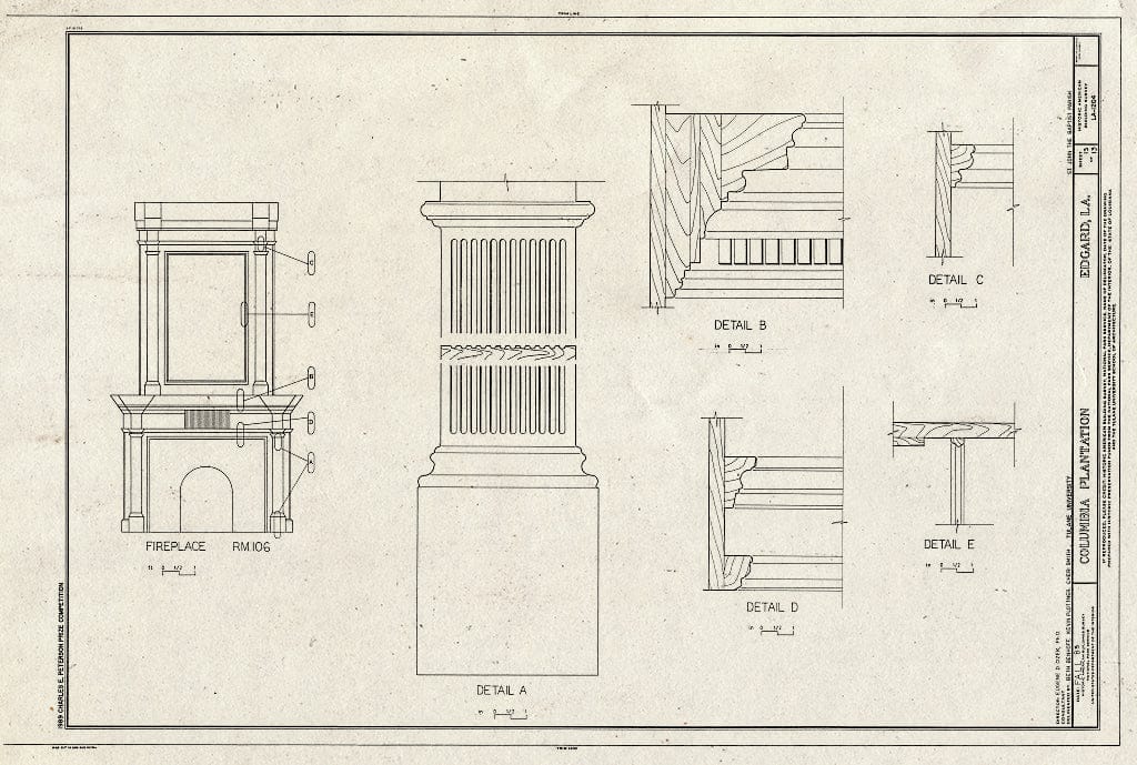 Blueprint HABS LA,48-EDG,1- (Sheet 13 of 13) - Columbia Plantation, Edgard, St. John The Baptist Parish, LA