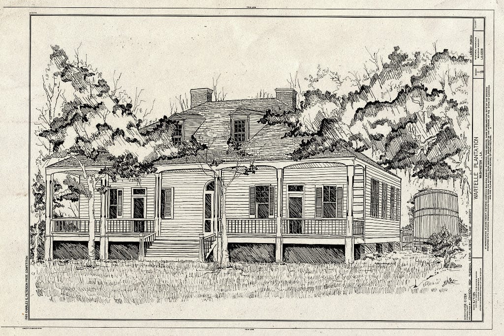 Blueprint HABS LA,49-WASH,10- (Sheet 1 of 18) - Wartelle Plantation, Washington, St. Landry Parish, LA