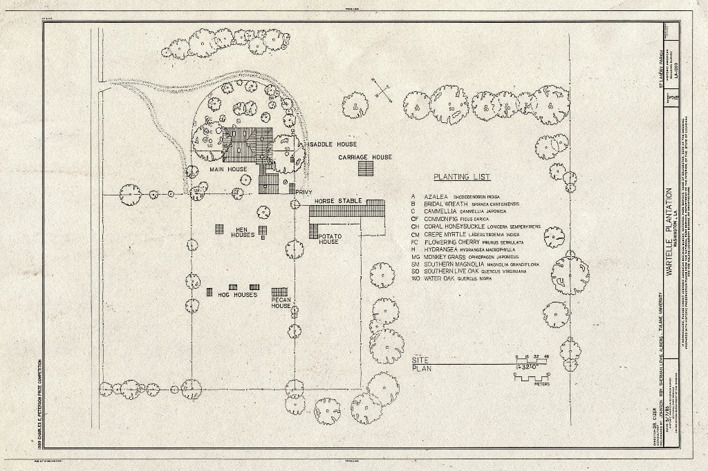 Blueprint HABS LA,49-WASH,10- (Sheet 3 of 18) - Wartelle Plantation, Washington, St. Landry Parish, LA
