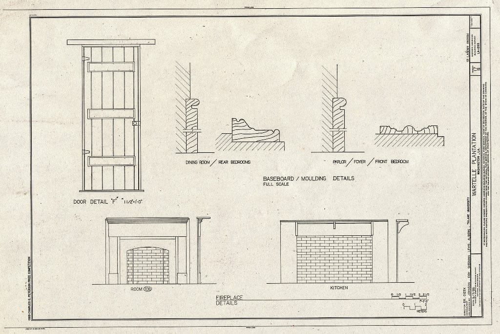 Blueprint HABS LA,49-WASH,10- (Sheet 17 of 18) - Wartelle Plantation, Washington, St. Landry Parish, LA