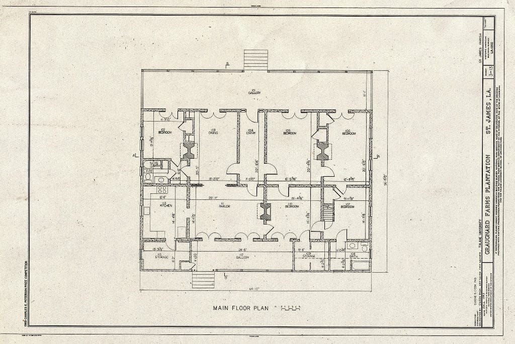 Blueprint HABS LA,47-SAIJA,1- (Sheet 3 of 13) - Graugnard Farms Plantation, Saint James, St. James Parish, LA