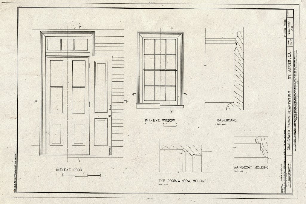 Blueprint HABS LA,47-SAIJA,1- (Sheet 11 of 13) - Graugnard Farms Plantation, Saint James, St. James Parish, LA