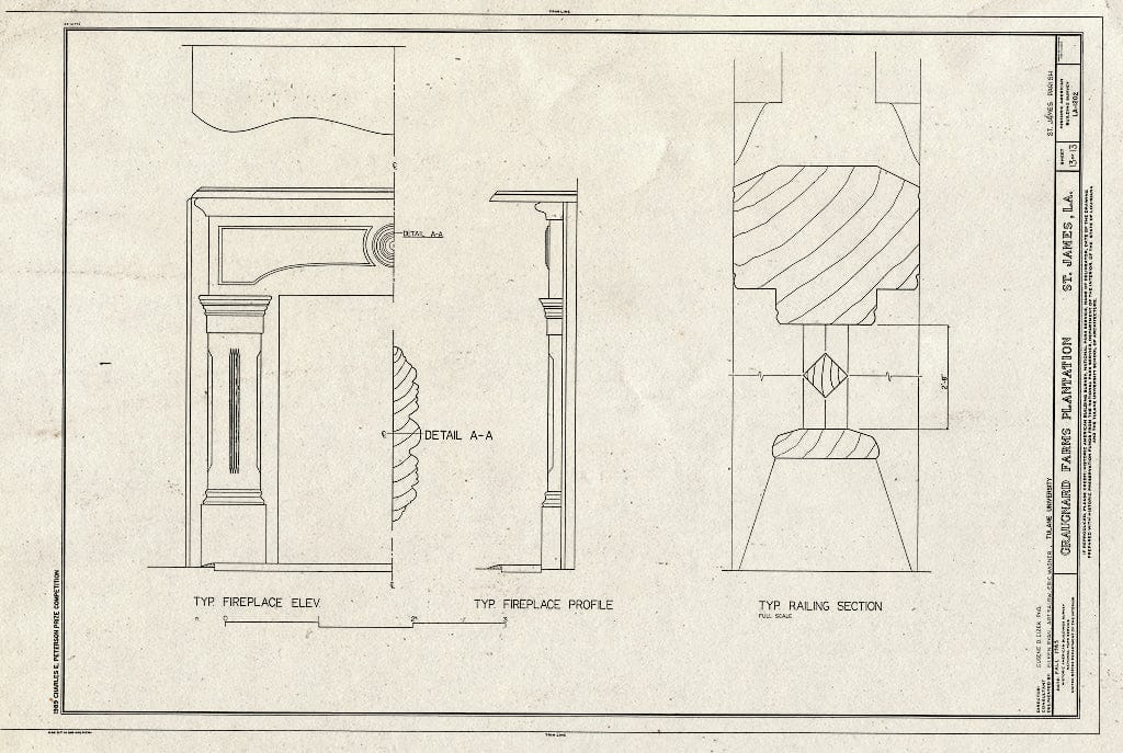 Blueprint HABS LA,47-SAIJA,1- (Sheet 13 of 13) - Graugnard Farms Plantation, Saint James, St. James Parish, LA