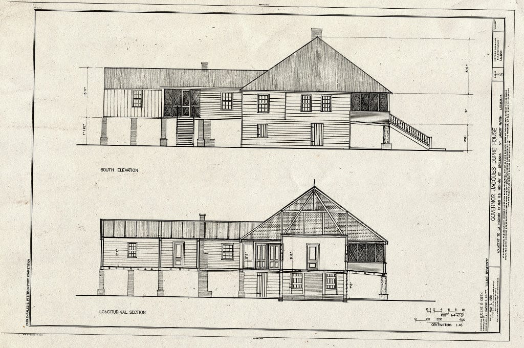 Blueprint HABS LA,49-OPEL,3- (Sheet 6 of 10) - Governor Jacques Dupre House, Adjacent to Junction of LA Highway 10 & U.S. Highway 167, Opelousas, St. Landry Parish, LA