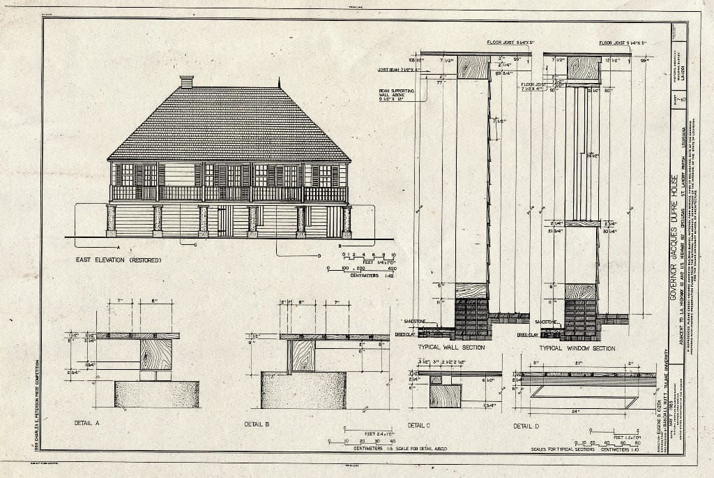 Blueprint HABS LA,49-OPEL,3- (Sheet 7 of 10) - Governor Jacques Dupre House, Adjacent to Junction of LA Highway 10 & U.S. Highway 167, Opelousas, St. Landry Parish, LA