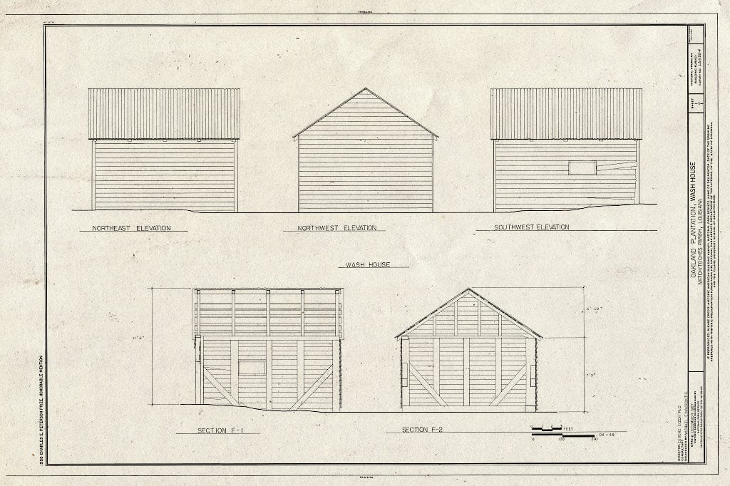 Blueprint HABS LA,35-Berm,2-F- (Sheet 1 of 1) - Oakland Plantation, Wash House, Route 494, Bermuda, Natchitoches Parish, LA
