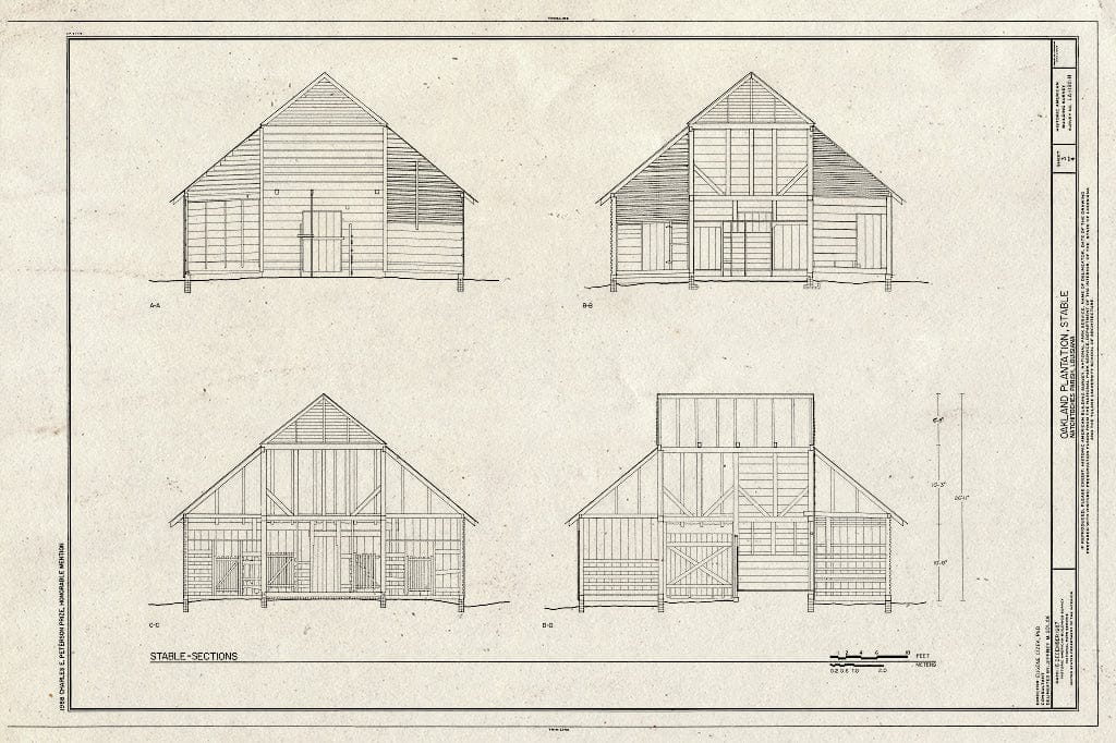 Blueprint HABS LA,35-Berm,2-H- (Sheet 3 of 4) - Oakland Plantation, Stables, Route 494, Bermuda, Natchitoches Parish, LA