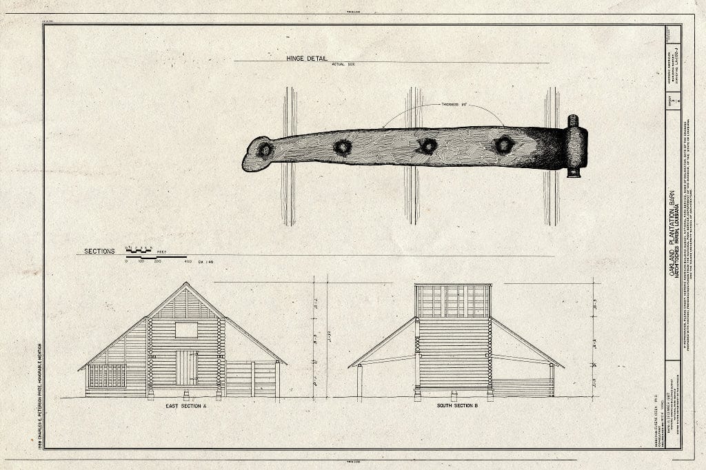 Blueprint HABS LA,35-Berm,2-J- (Sheet 3 of 4) - Oakland Plantation, Barn, Route 494, Bermuda, Natchitoches Parish, LA