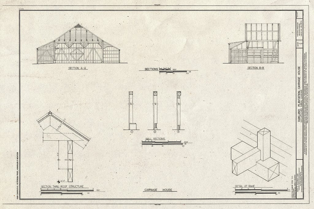 Blueprint HABS LA,35-Berm,2-L- (Sheet 2 of 3) - Oakland Plantation, Carriage House, Route 494, Bermuda, Natchitoches Parish, LA