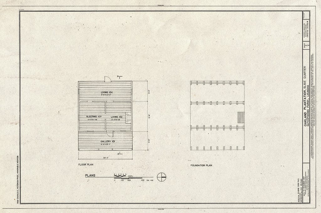 Blueprint HABS LA,35-Berm,2-M- (Sheet 2 of 3) - Oakland Plantation, Slave Quarter, Route 494, Bermuda, Natchitoches Parish, LA
