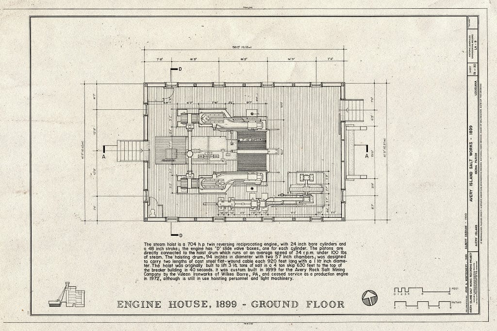 Blueprint HAER LA,23-AVIS,3- (Sheet 15 of 20) - Avery Island Salt Works, Akzo Salt Incorporated, Avery Island, Iberia Parish, LA