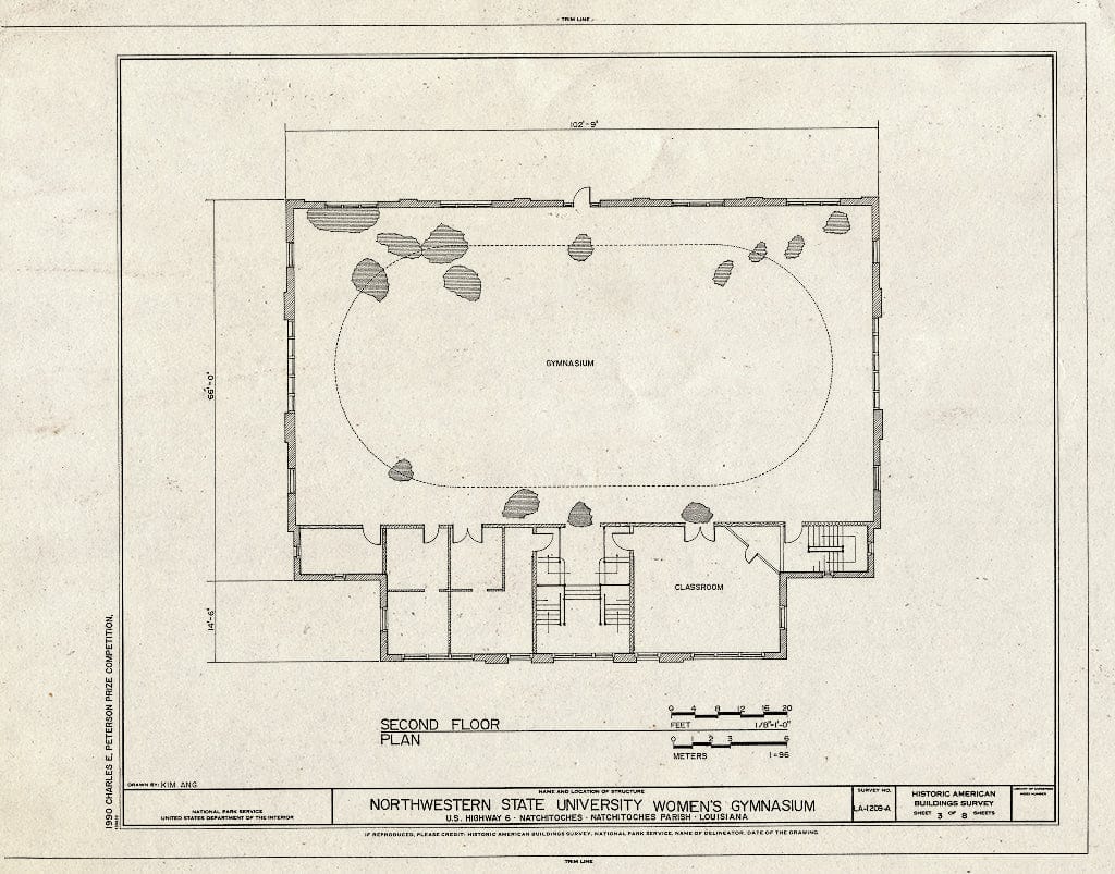 Blueprint HABS LA,35-Natch,7-A- (Sheet 3 of 8) - Northwestern State University, Women's Gymnasium, U.S. Highway 6, Natchitoches, Natchitoches Parish, LA