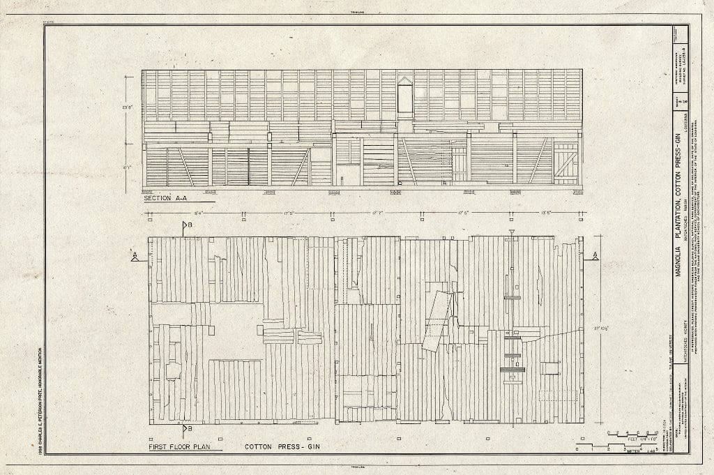 Blueprint HABS LA,35-Natch.V,2-A- (Sheet 2 of 6) - Magnolia Plantation, Cotton Press-Gin, LA Route 119, Natchitoches, Natchitoches Parish, LA