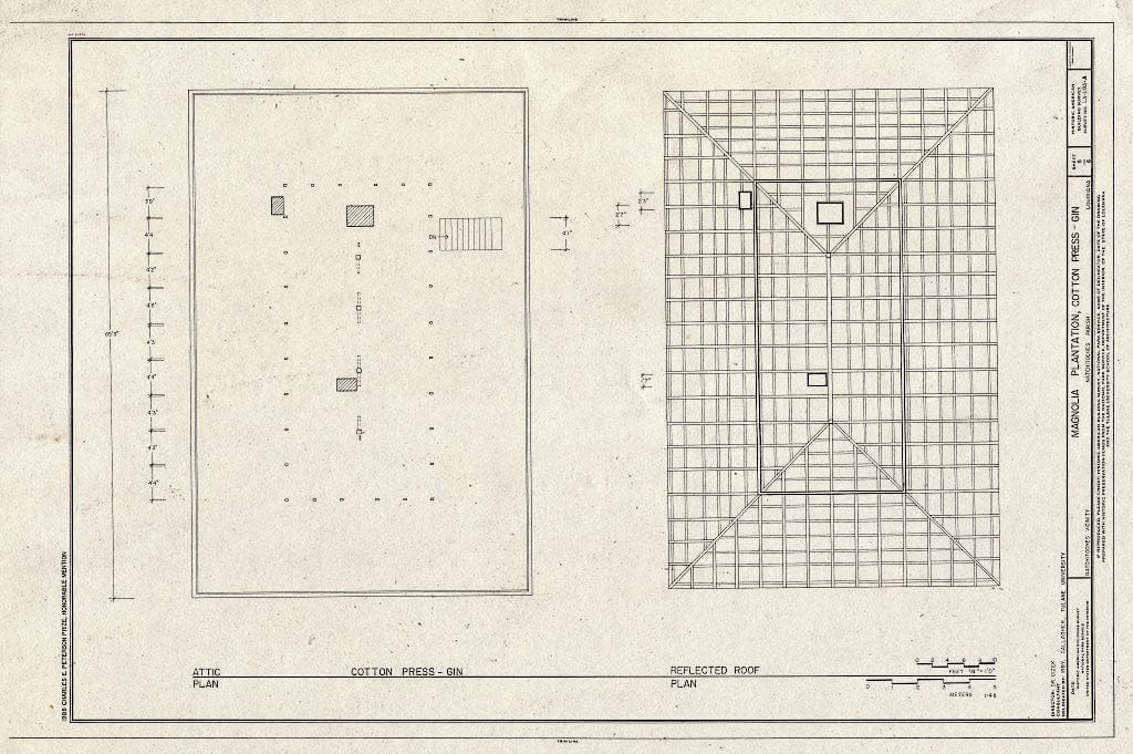 Blueprint HABS LA,35-Natch.V,2-A- (Sheet 5 of 6) - Magnolia Plantation, Cotton Press-Gin, LA Route 119, Natchitoches, Natchitoches Parish, LA