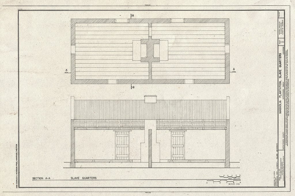 Blueprint HABS LA,35-Natch.V,2-B- (Sheet 2 of 2) - Magnolia Plantation, Slave Quarters, LA Route 119, Natchitoches, Natchitoches Parish, LA