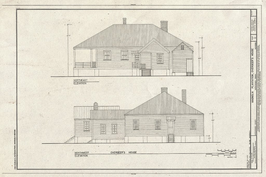 Blueprint HABS LA,35-Natch.V,2-C- (Sheet 1 of 6) - Magnolia Plantation, Overseer's House, LA Route 119, Natchitoches, Natchitoches Parish, LA