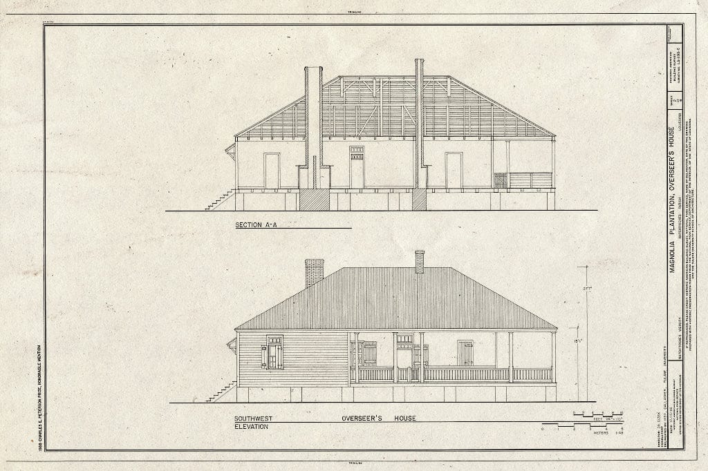 Blueprint HABS LA,35-Natch.V,2-C- (Sheet 2 of 6) - Magnolia Plantation, Overseer's House, LA Route 119, Natchitoches, Natchitoches Parish, LA