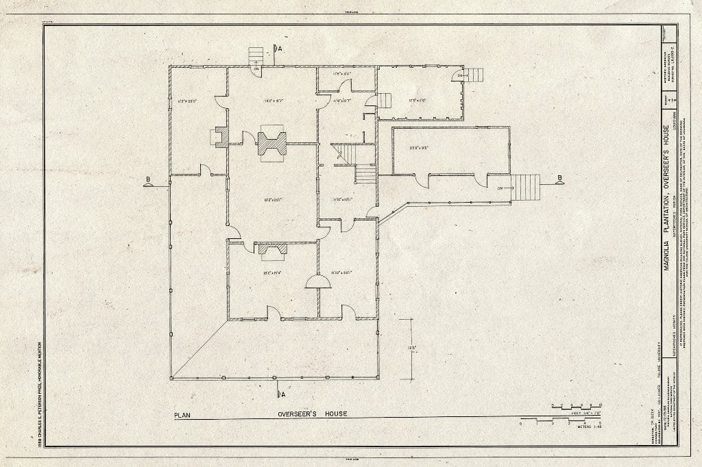 Blueprint HABS LA,35-Natch.V,2-C- (Sheet 4 of 6) - Magnolia Plantation, Overseer's House, LA Route 119, Natchitoches, Natchitoches Parish, LA