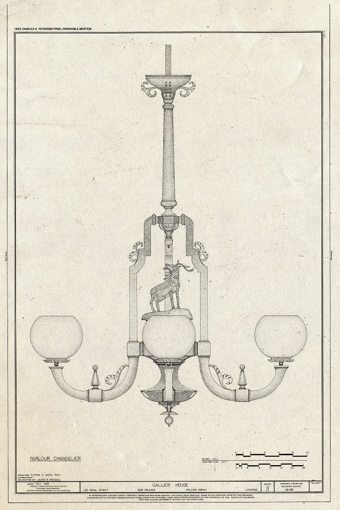 Blueprint HABS LA,36-NEWOR,92- (Sheet 22 of 27) - Gallier House, 1132 Royal Street, New Orleans, Orleans Parish, LA