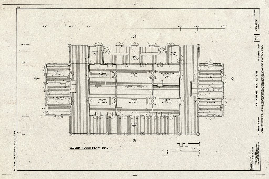 Blueprint HABS LA,45-DEST,1- (Sheet 14 of 37) - Destrehan Plantation, 13034 River Road, Destrehan, St. Charles Parish, LA