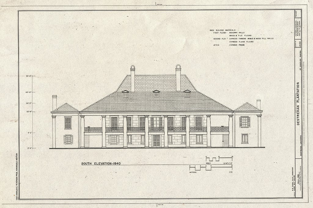 Blueprint HABS LA,45-DEST,1- (Sheet 15 of 37) - Destrehan Plantation, 13034 River Road, Destrehan, St. Charles Parish, LA