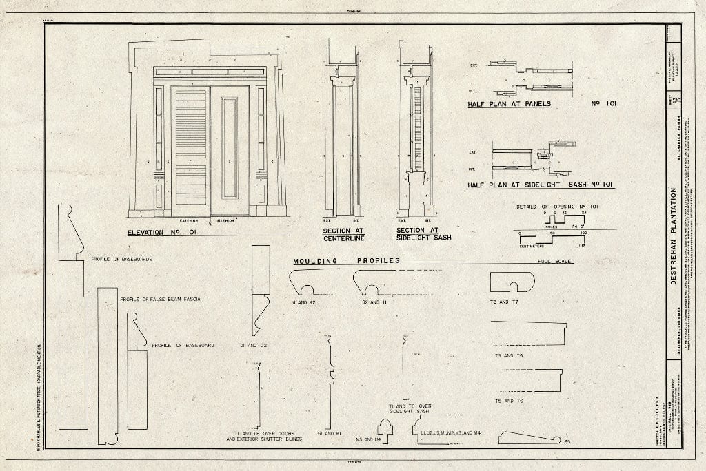 Blueprint HABS LA,45-DEST,1- (Sheet 27 of 37) - Destrehan Plantation, 13034 River Road, Destrehan, St. Charles Parish, LA