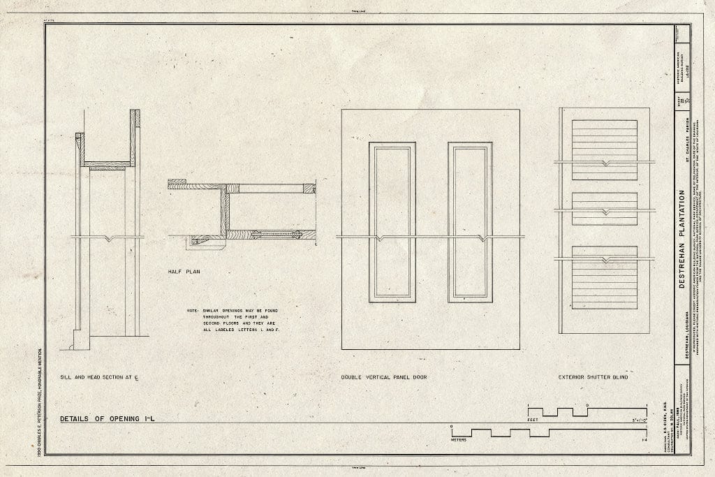 Blueprint HABS LA,45-DEST,1- (Sheet 28 of 37) - Destrehan Plantation, 13034 River Road, Destrehan, St. Charles Parish, LA