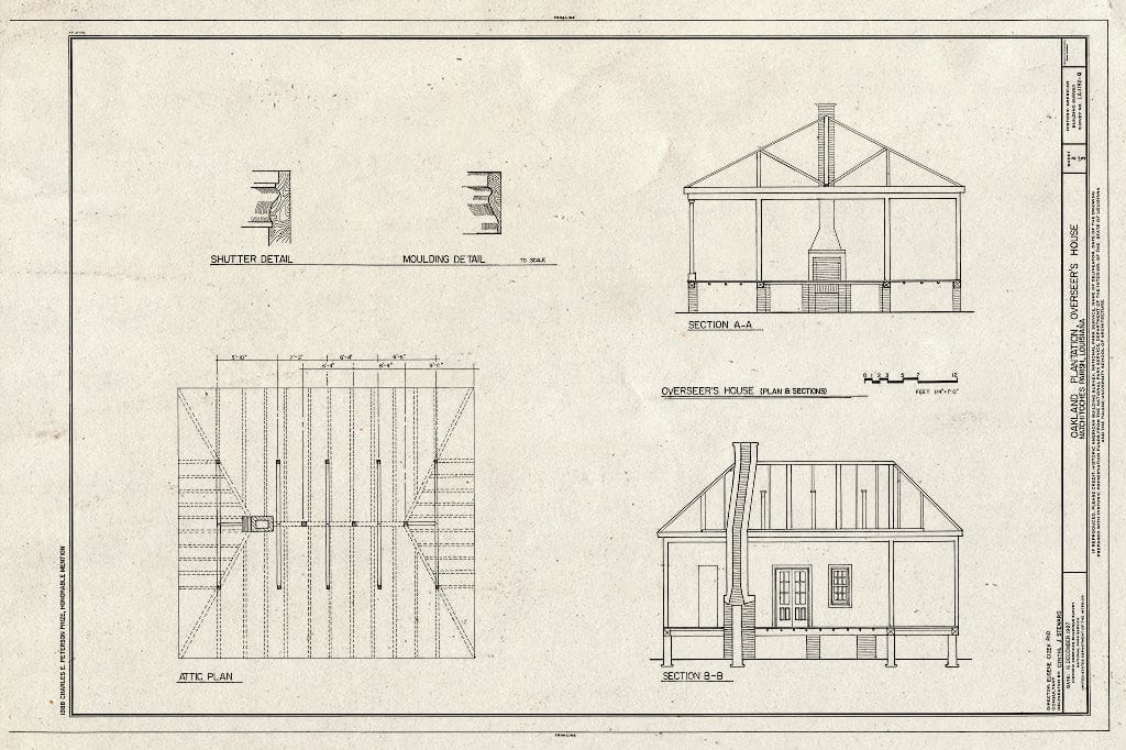 Blueprint HABS LA,35-Berm,2-Q- (Sheet 2 of 3) - Oakland Plantation, Overseer's House, Route 494, Bermuda, Natchitoches Parish, LA
