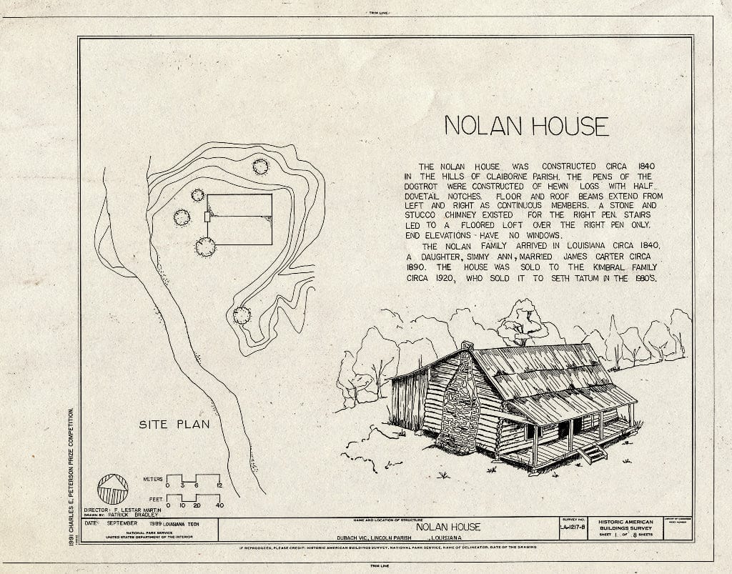 Blueprint HABS LA,31-DUBA.V,1-B- (Sheet 1 of 8) - Nolan House, Dubach, Lincoln Parish, LA