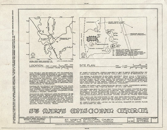 Blueprint HABS LA,63-WEY,1- (Sheet 1 of 10) - St. Mary's Episcopal Church, Near LA Highway 66, Weyanoke, West Feliciana Parish, LA