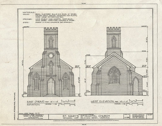 Blueprint HABS LA,63-WEY,1- (Sheet 3 of 10) - St. Mary's Episcopal Church, Near LA Highway 66, Weyanoke, West Feliciana Parish, LA