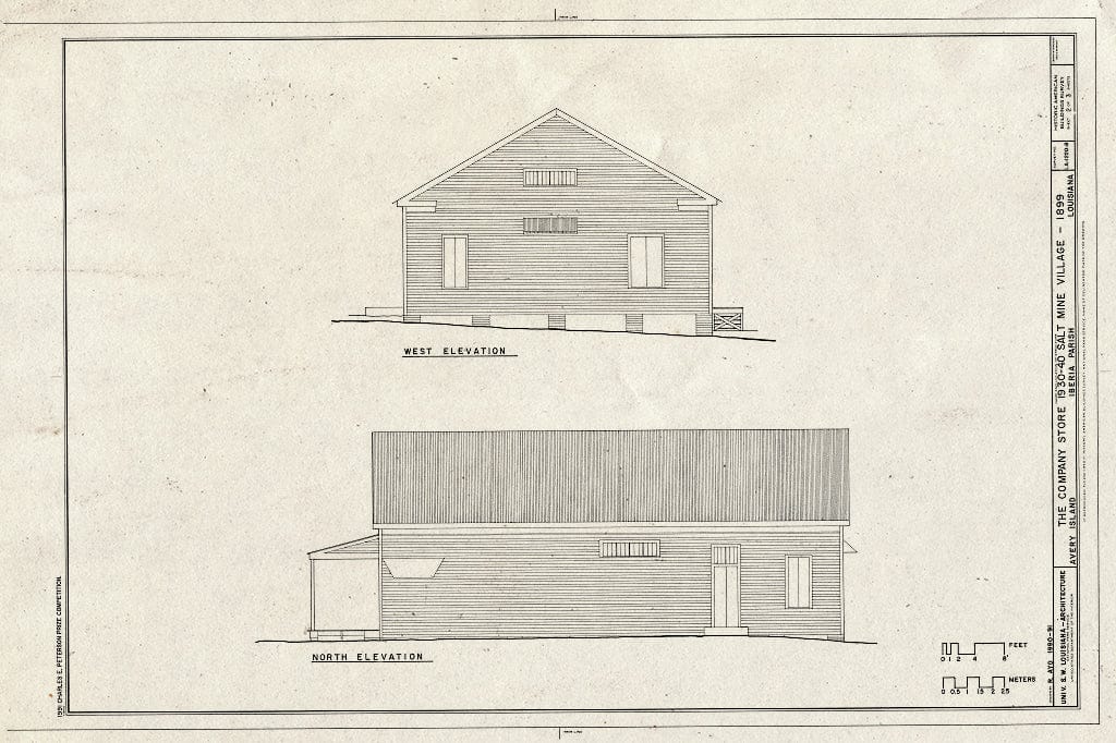 Blueprint HABS LA,23-AVIS,1-B- (Sheet 2 of 3) - Salt Mine Village, Company Store, Avery Island, Iberia Parish, LA