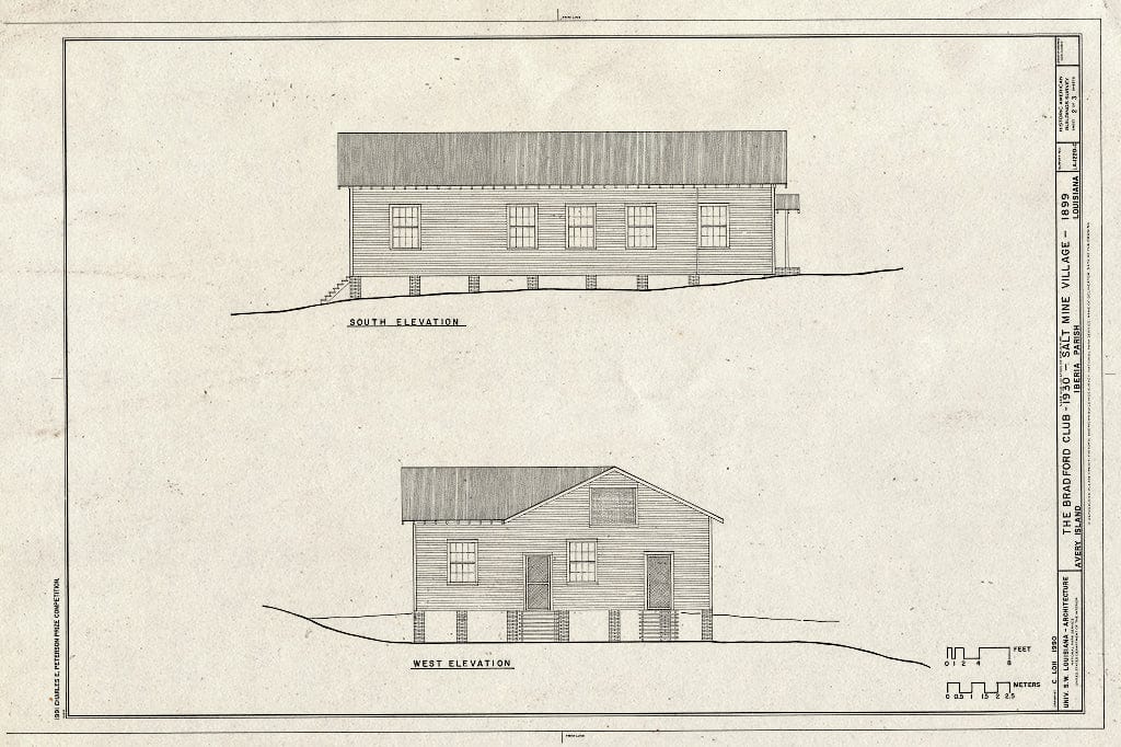 Blueprint HABS LA,23-AVIS,1-C- (Sheet 2 of 3) - Salt Mine Village, Bradford Club, Avery Island, Iberia Parish, LA