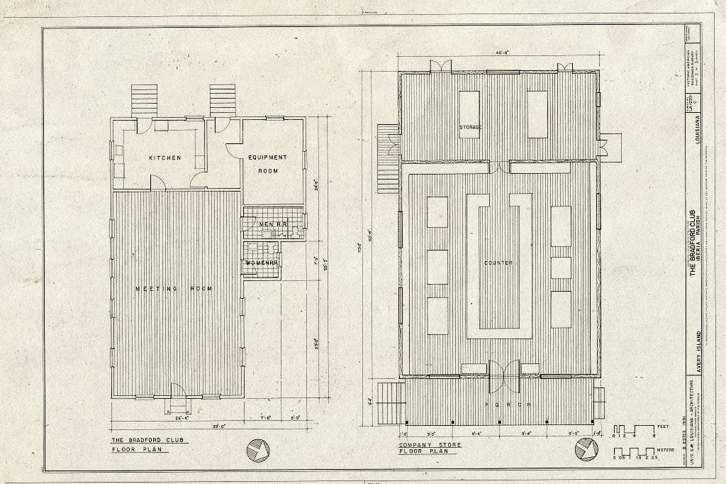 Blueprint HABS LA,23-AVIS,1-C- (Sheet 3 of 3) - Salt Mine Village, Bradford Club, Avery Island, Iberia Parish, LA