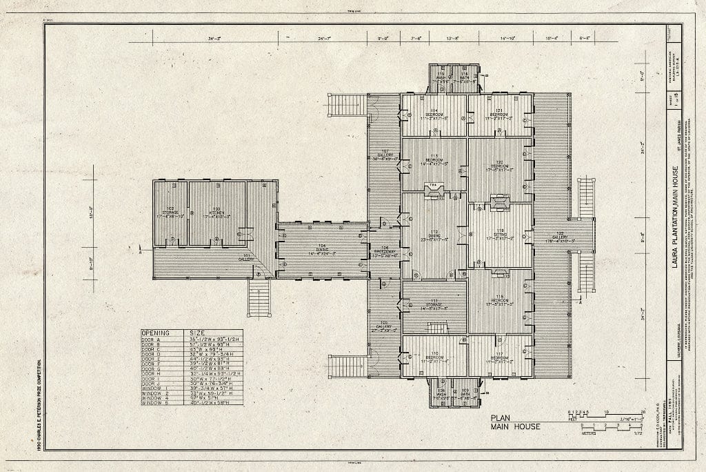 Blueprint HABS LA,47-VACH,2-A (Sheet 1 of 15) - Laura Plantation, Main House, 2247 Highway 18, Vacherie, St. James Parish, LA