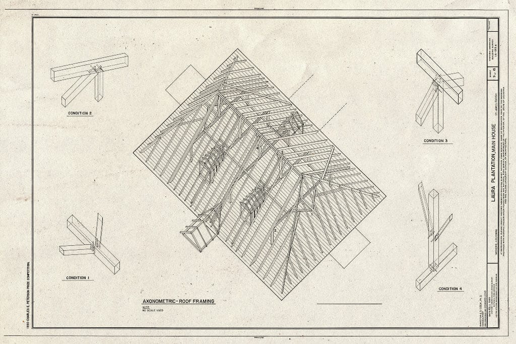Blueprint HABS LA,47-VACH,2-A (Sheet 9 of 15) - Laura Plantation, Main House, 2247 Highway 18, Vacherie, St. James Parish, LA