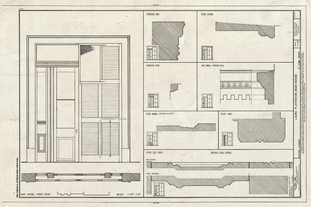 Blueprint HABS LA,47-VACH,2-A (Sheet 11 of 15) - Laura Plantation, Main House, 2247 Highway 18, Vacherie, St. James Parish, LA