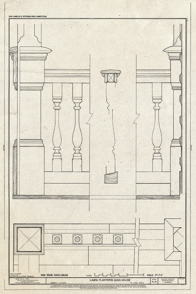 Blueprint HABS LA,47-VACH,2-A (Sheet 12 of 15) - Laura Plantation, Main House, 2247 Highway 18, Vacherie, St. James Parish, LA