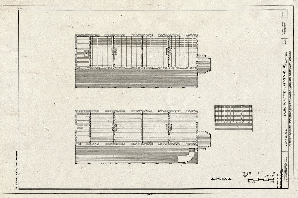 Blueprint HABS LA,47-VACH,2-B- (Sheet 3 of 7) - Laura Plantation, Second House, River Road, Vacherie, St. James Parish, LA