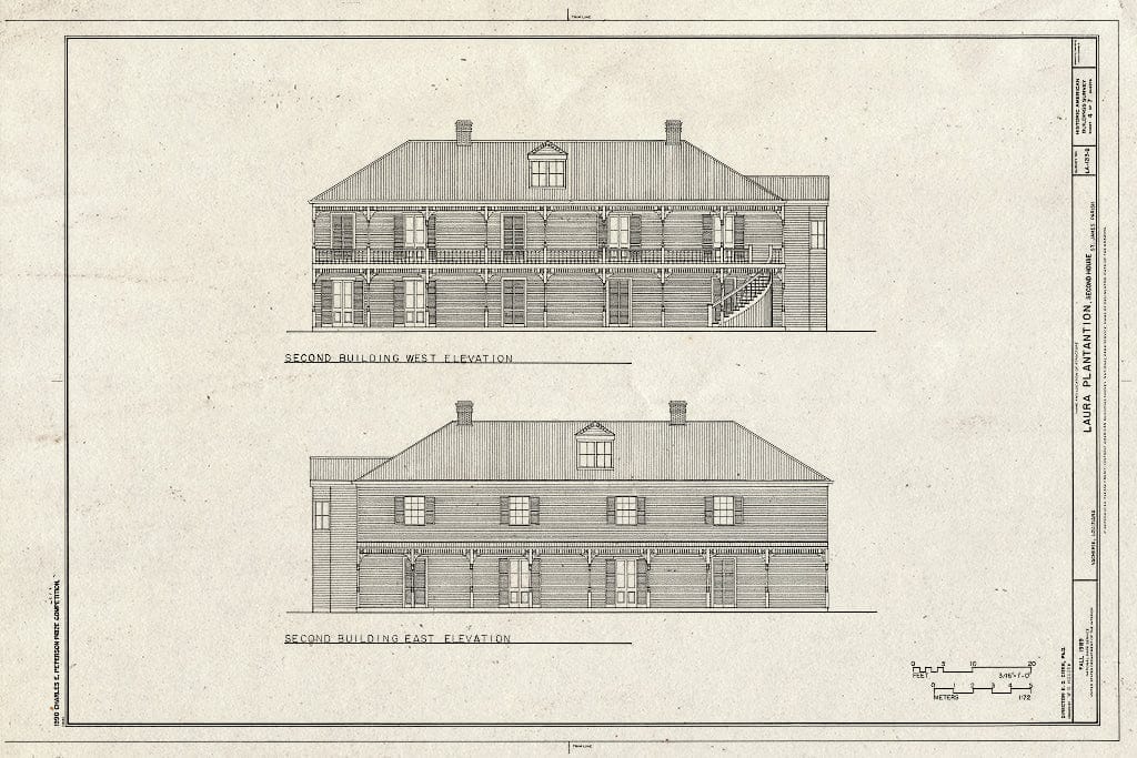 Blueprint HABS LA,47-VACH,2-B- (Sheet 4 of 7) - Laura Plantation, Second House, River Road, Vacherie, St. James Parish, LA